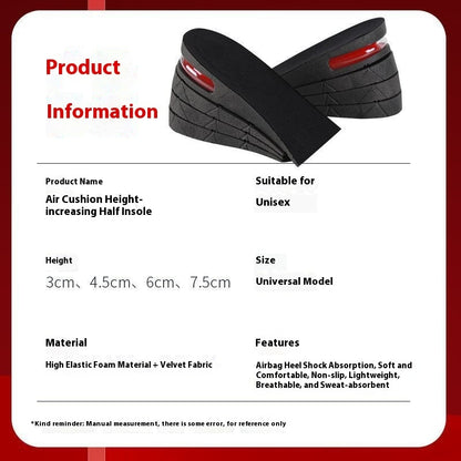 Height Increasing Insole Invisible Comfortable Height Increasing Insole Sweat Absorbent